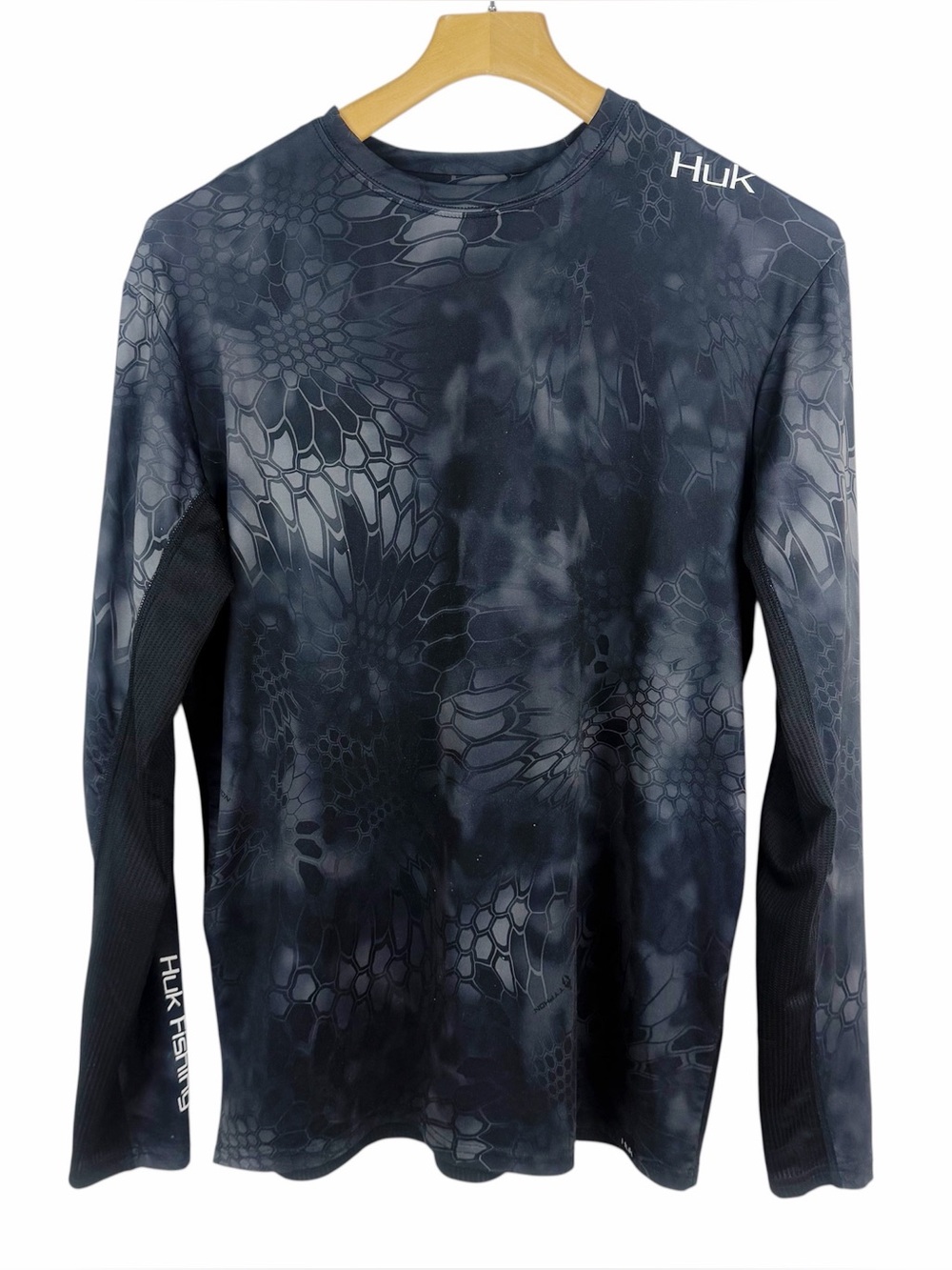 Huk Fishing Shirt Black Kryptek Long Sleeve Performance Mesh Size Small